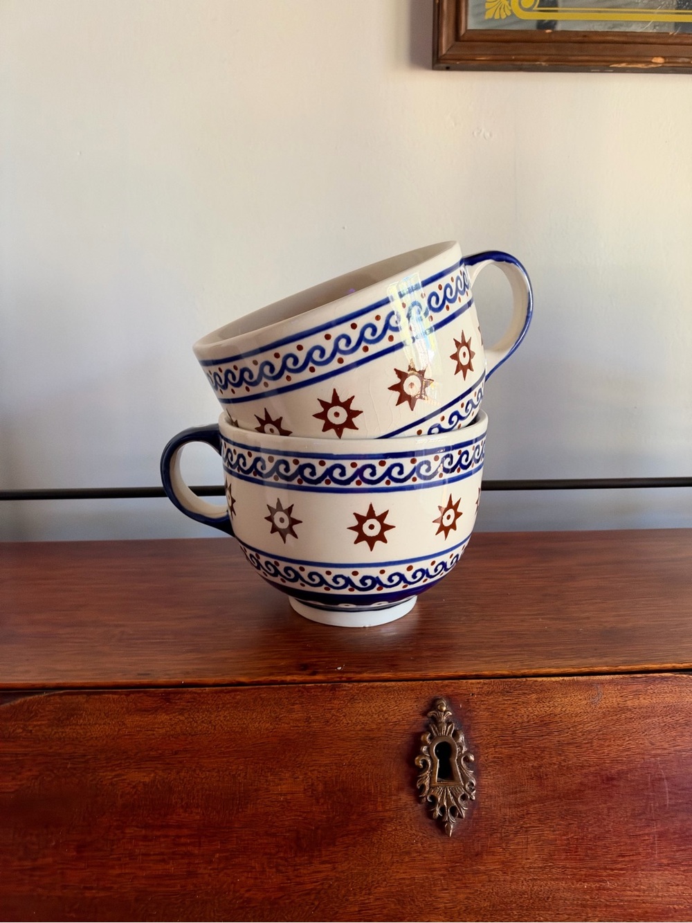 Boleslawiec Hand Painted polish pottery “ Sun And Sea “ Soup Mug